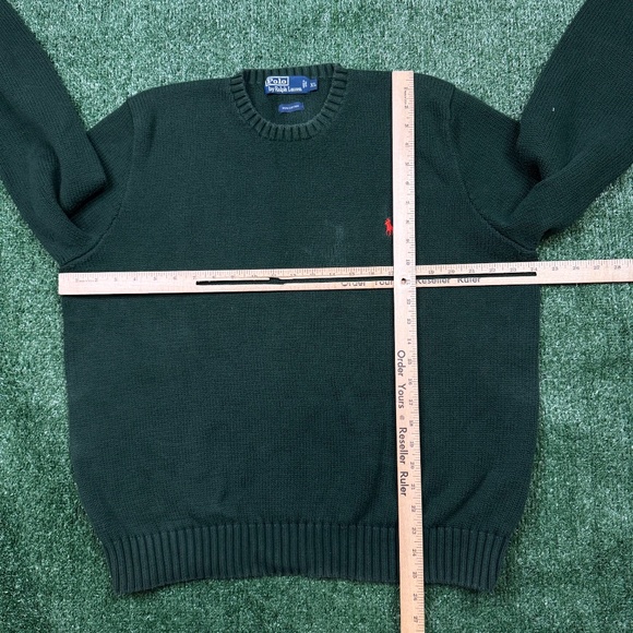 Vintage 90s Polo Ralph Lauren Sweater Men's Size XL Green Cable Knit Pullover - Picture 5 of 7